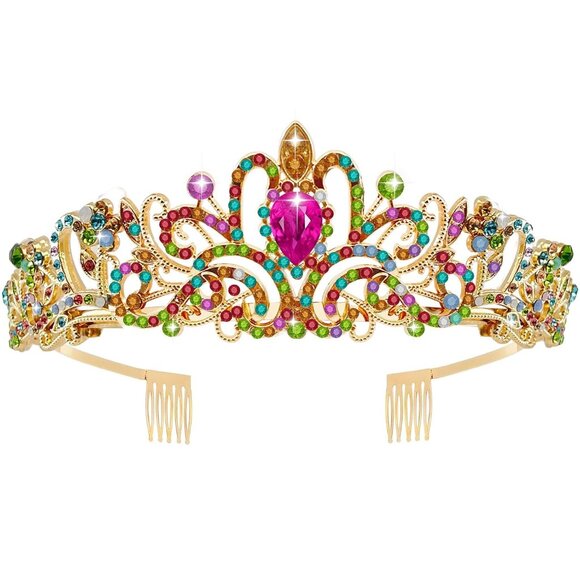 Accessories - Crystal Tiara Crown Headband Princess Elegant Crown with combs for Women Girls B